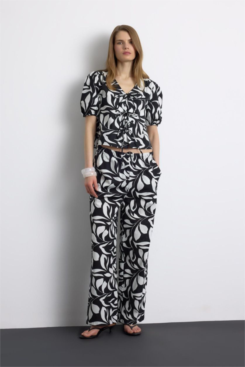 WOMAN Black Poplin High Waist Wide Leg Trousers