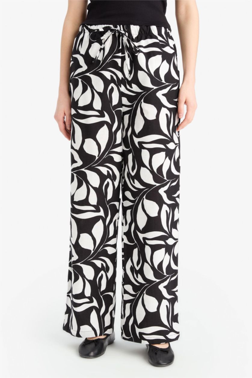 WOMAN Black Poplin High Waist Wide Leg Trousers