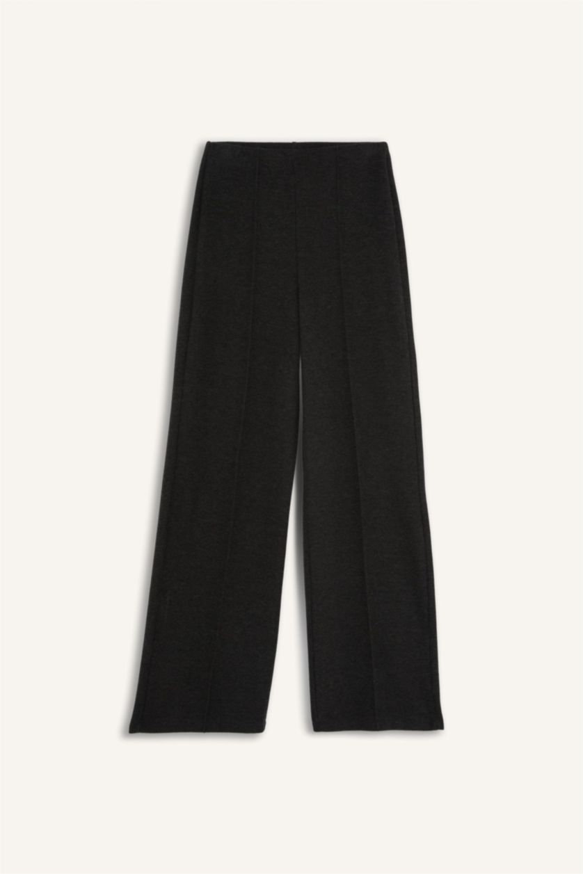 Woman Anthracite Melange Wide Leg Trousers