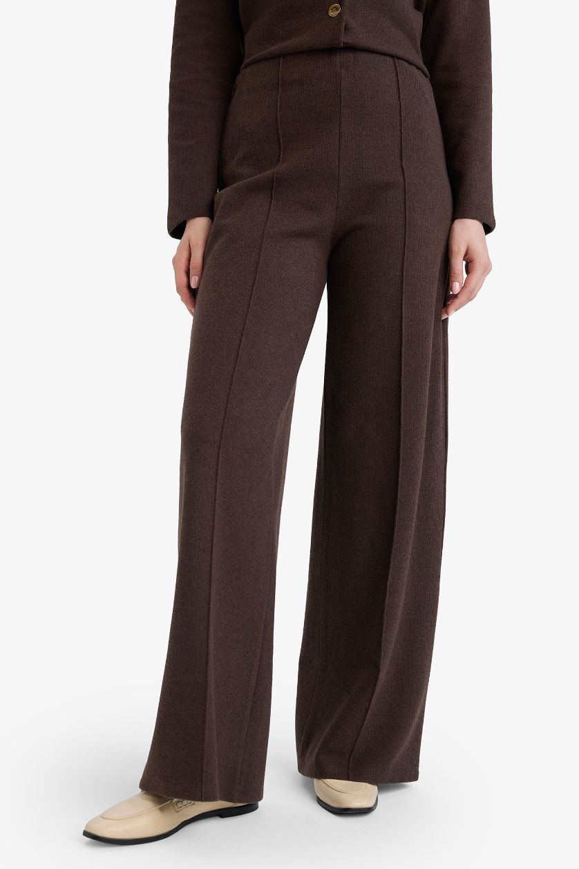 WOMAN Brown Wide Leg Straight Leg Trousers