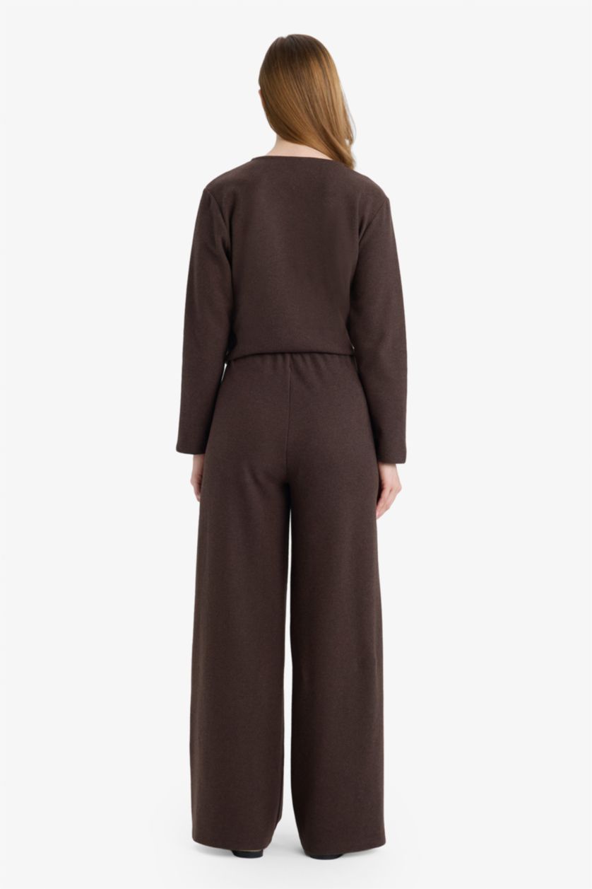 WOMAN Brown Wide Leg Straight Leg Trousers