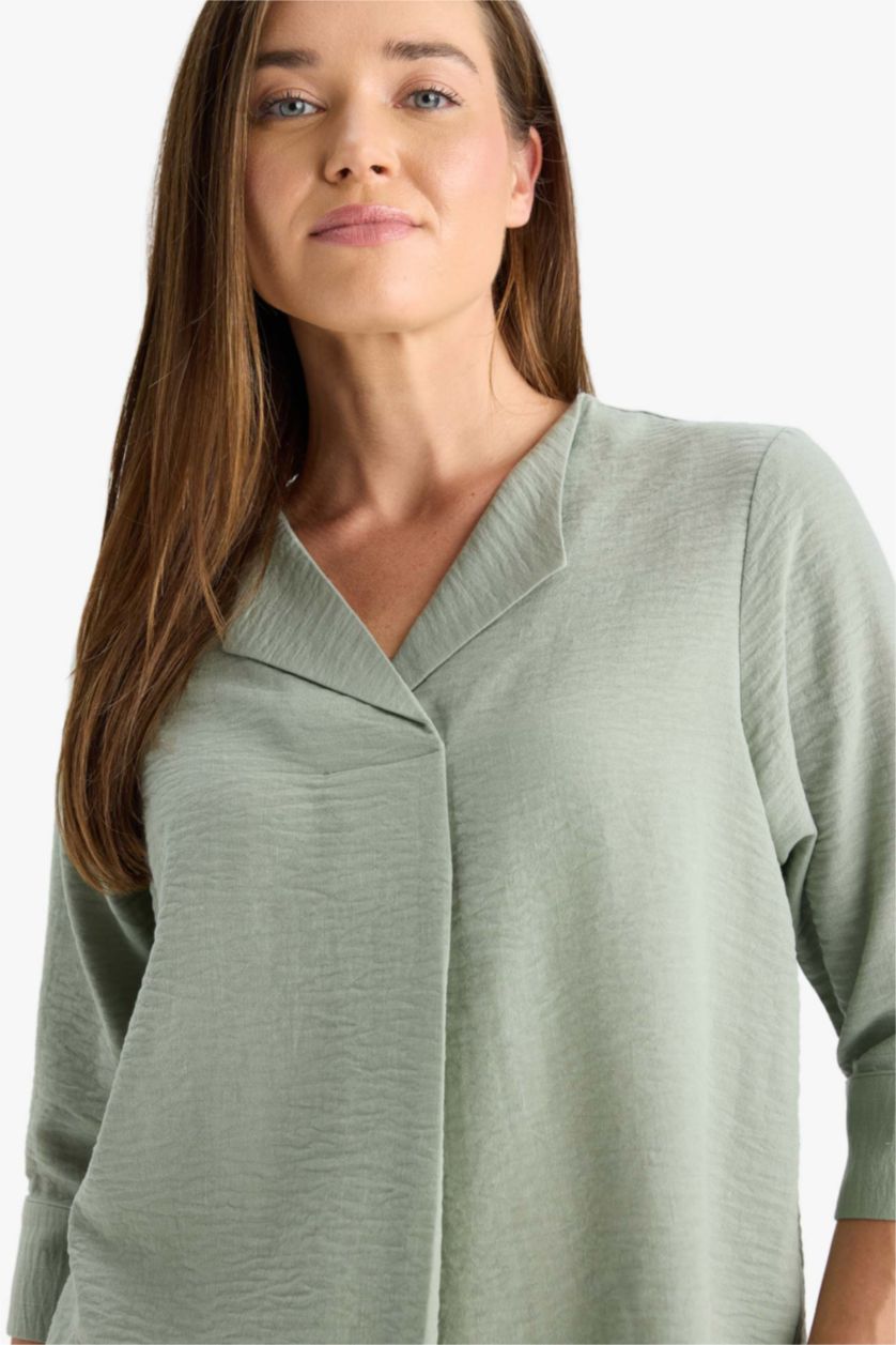 نساء نعناع قميص ردن طويل ايروبين قصة عادية بياخة عريضة