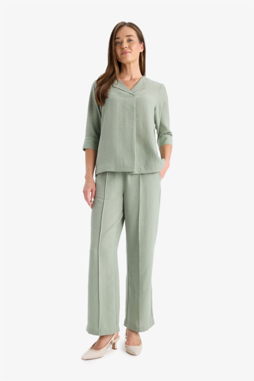 نساء نعناع قميص ردن طويل ايروبين قصة عادية بياخة عريضة