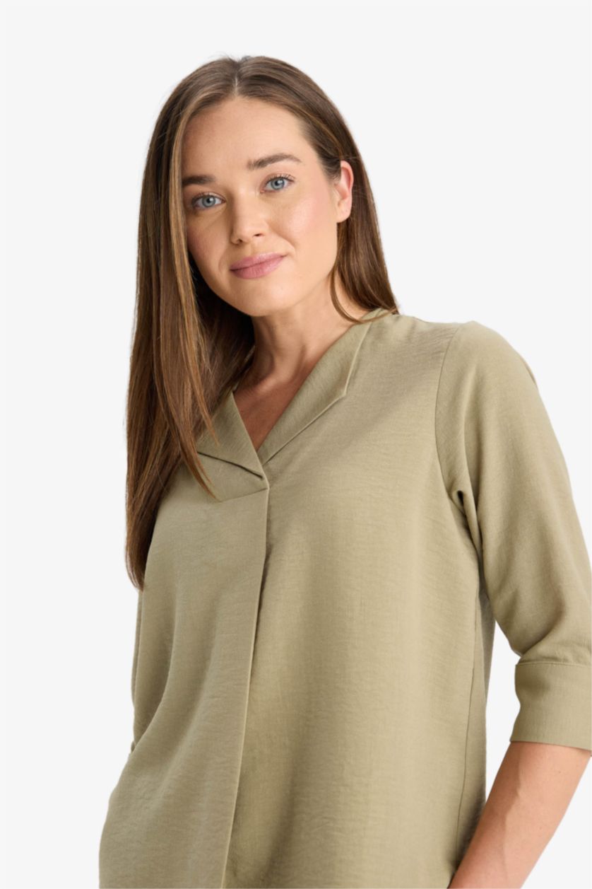 Әйелдерге Жасыл қалыпты пішім Ұзын жеңді көйлек