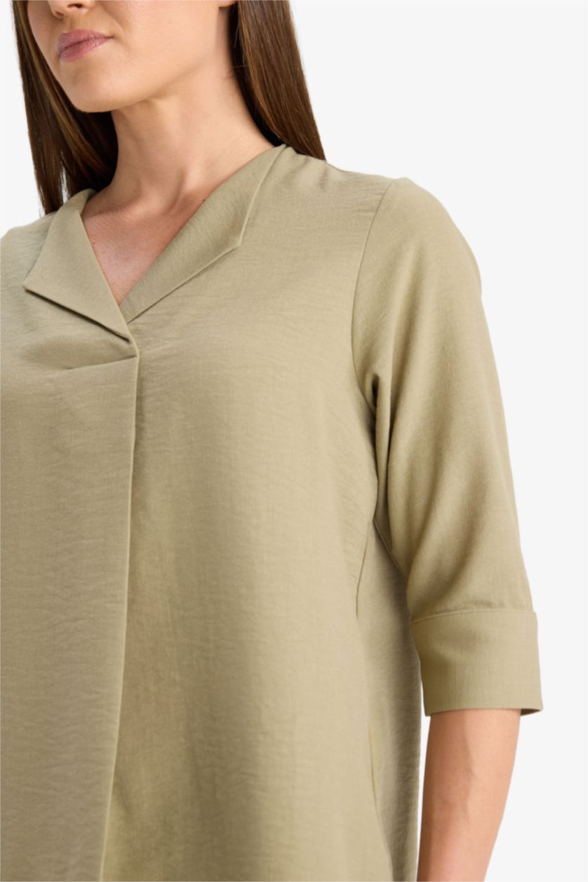 Әйелдерге Жасыл қалыпты пішім Ұзын жеңді көйлек