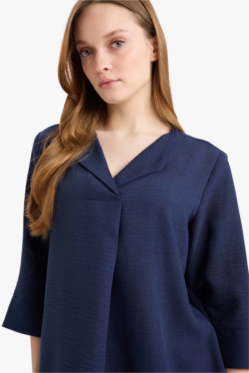 Женщины Синий Рубашка с длинным рукавом стандартного кроя Aerobin для женщин