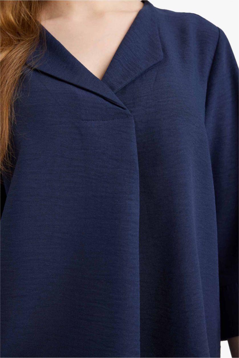 Женщины Синий Рубашка с длинным рукавом стандартного кроя Aerobin для женщин