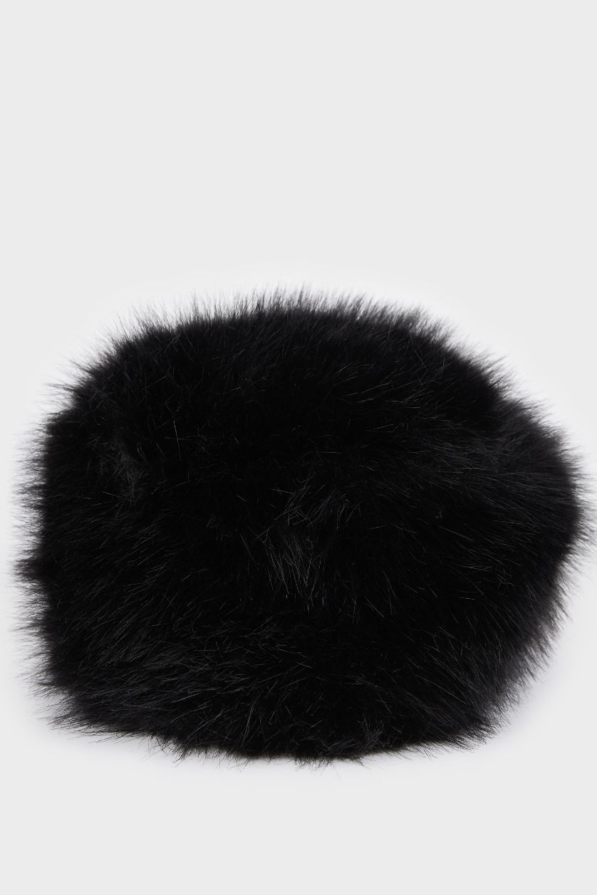 Kadın Siyah Kadın Pamuklu Pelüş Şapka