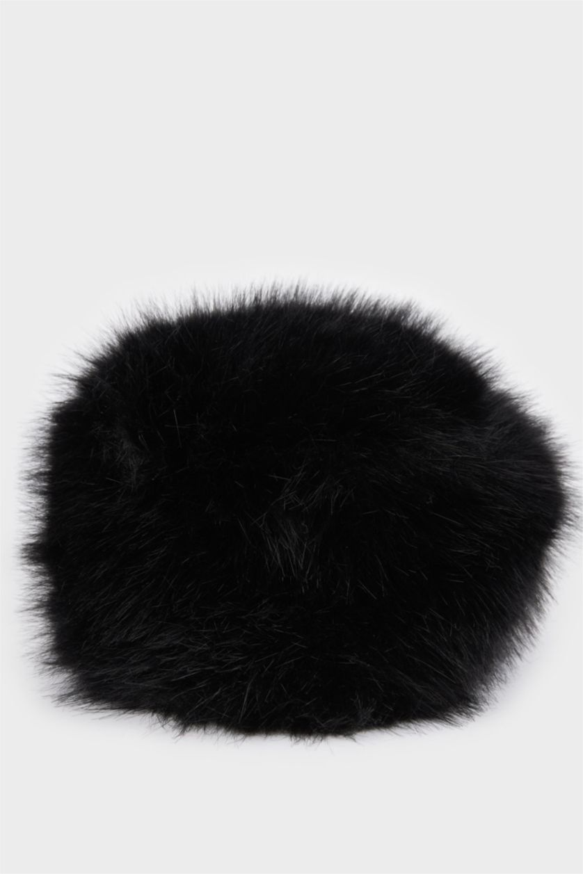 Kadın Siyah Kadın Pamuklu Pelüş Şapka