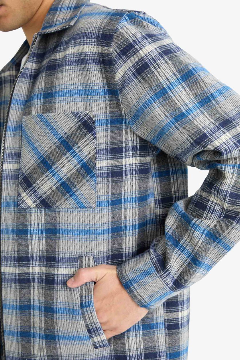 رجال كحلي Regular Fit Flannel Long Sleeve Shirt