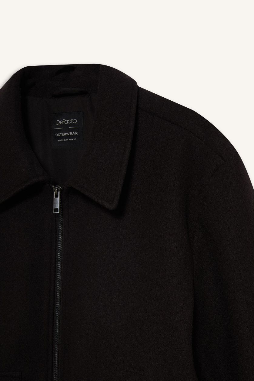 Erkek Koyu Kahve Fermuarlı Cepli Mont