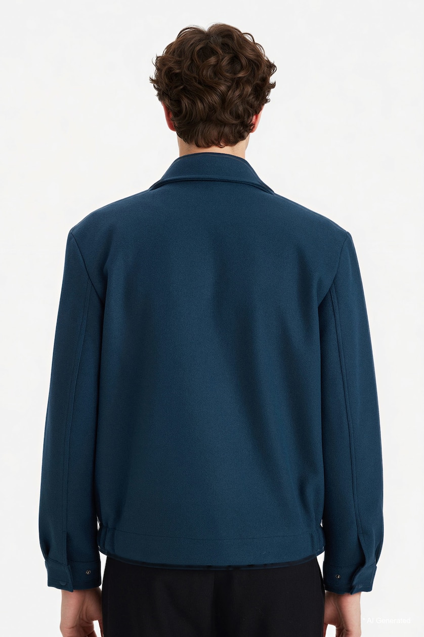 Erkek Lacivert Regular Fit Kaşe Mont