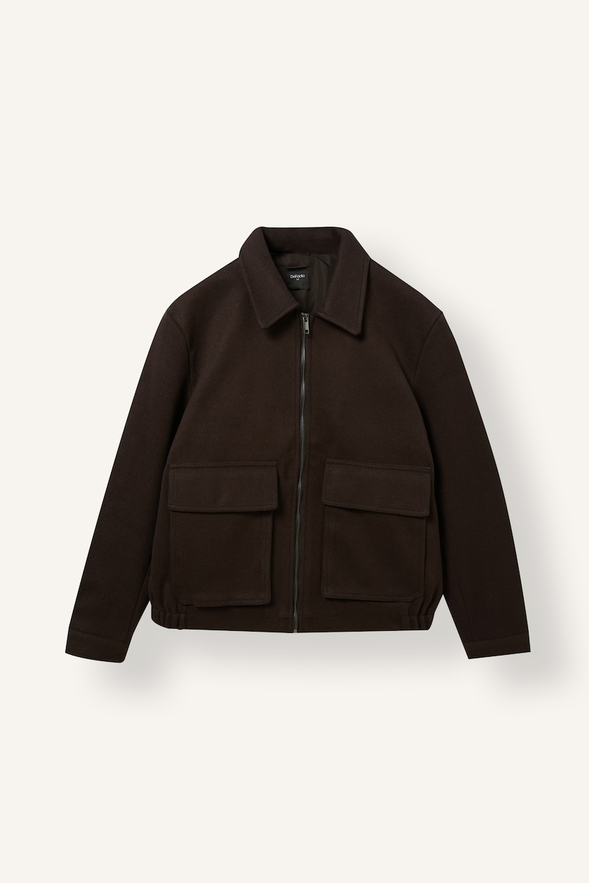 MAN Dark Brown Regular Fit Zippered Jacket