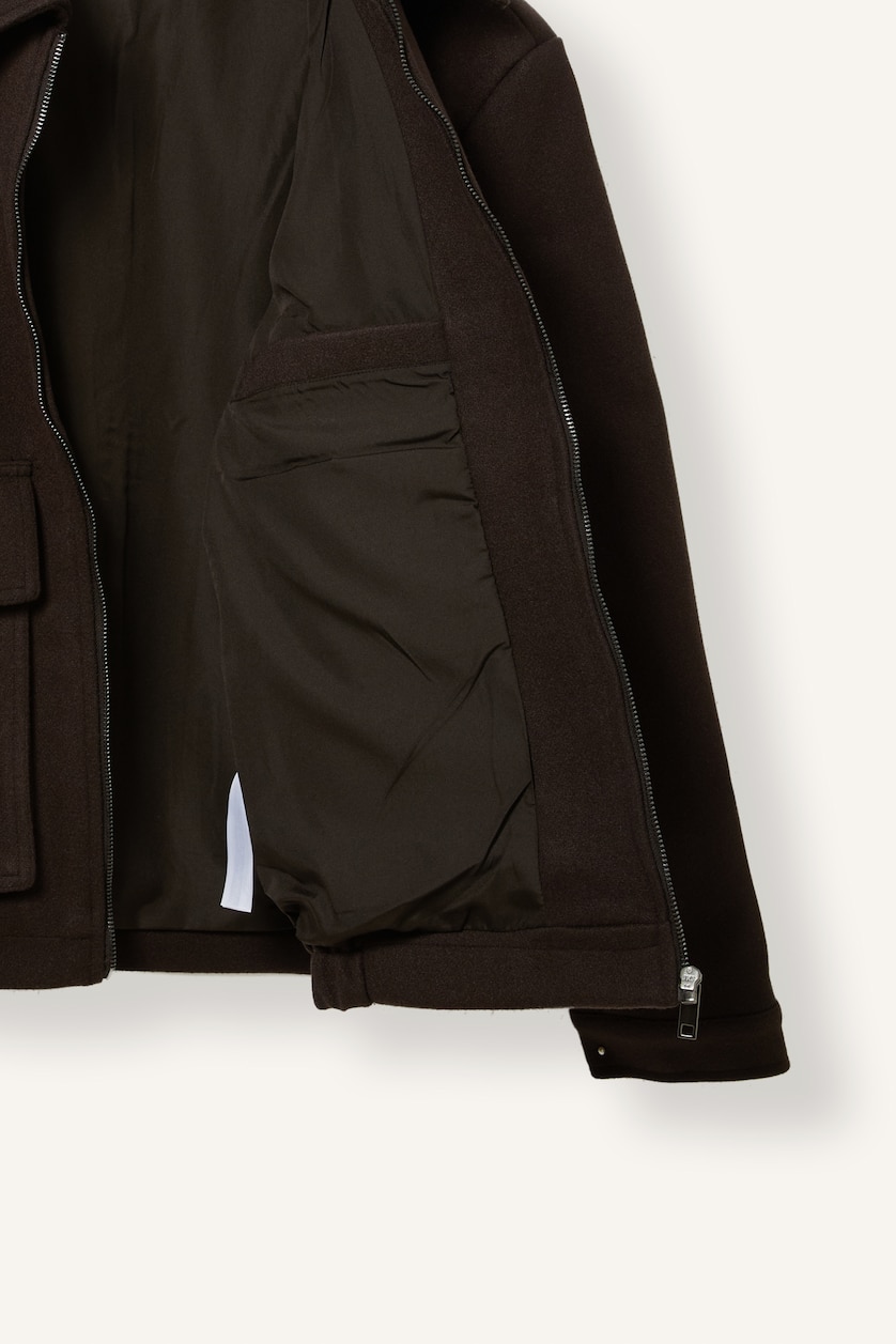 MAN Dark Brown Regular Fit Zippered Jacket