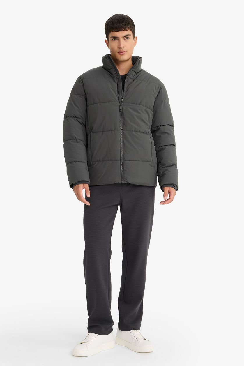 Erkek Antrasit Su İtici Fermuarlı Mont
