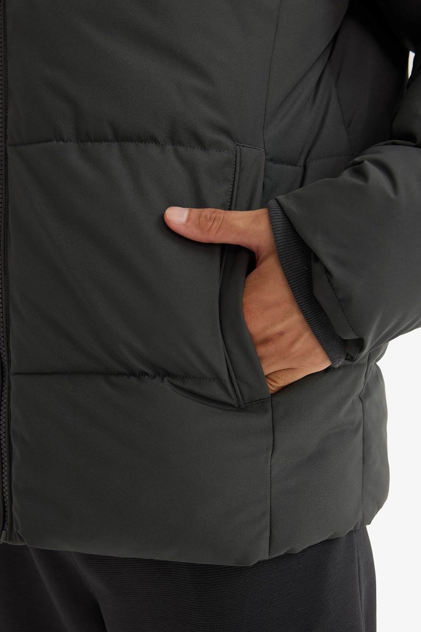 Erkek Antrasit Su İtici Fermuarlı Mont