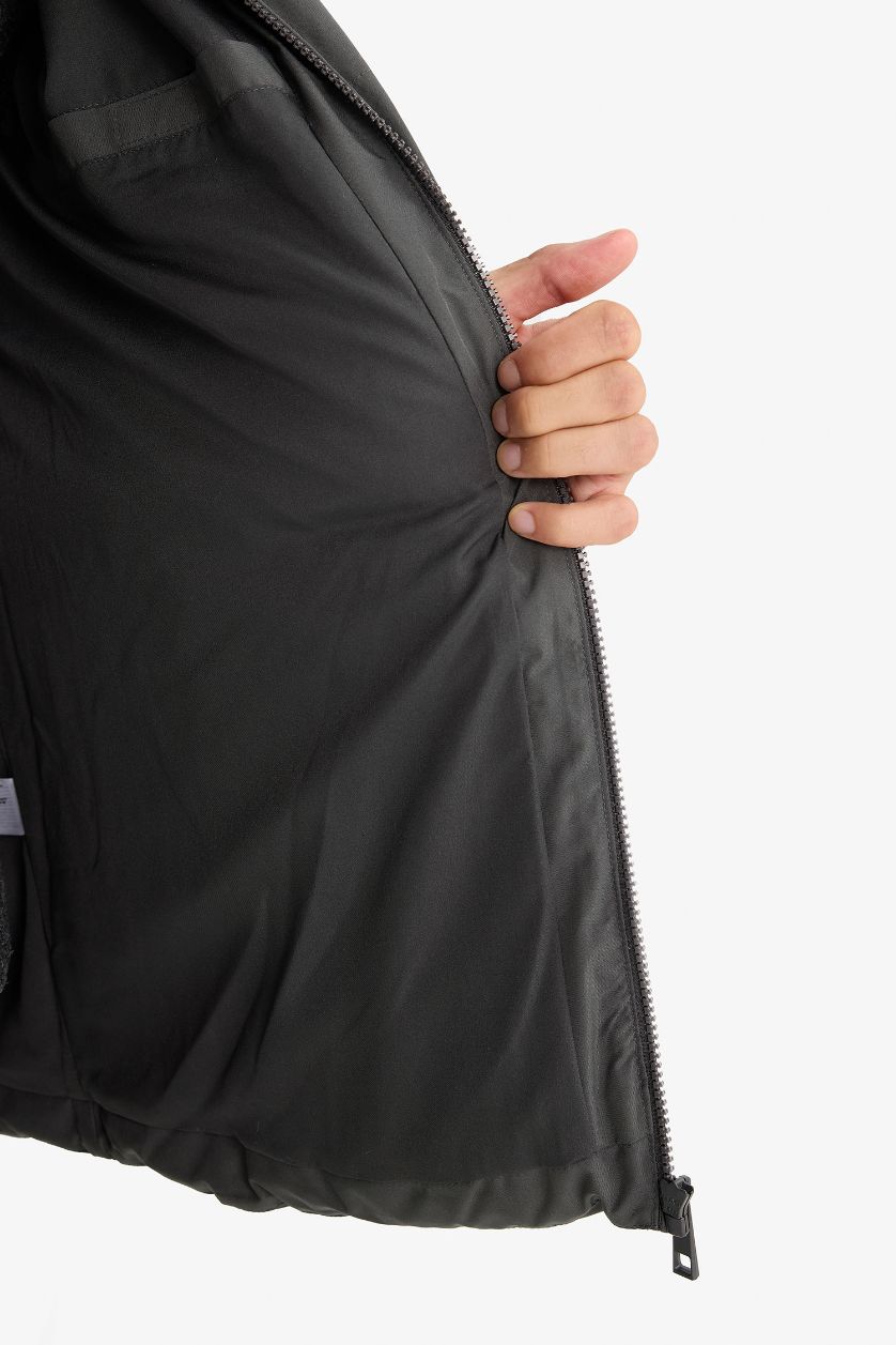 Erkek Antrasit Su İtici Fermuarlı Mont