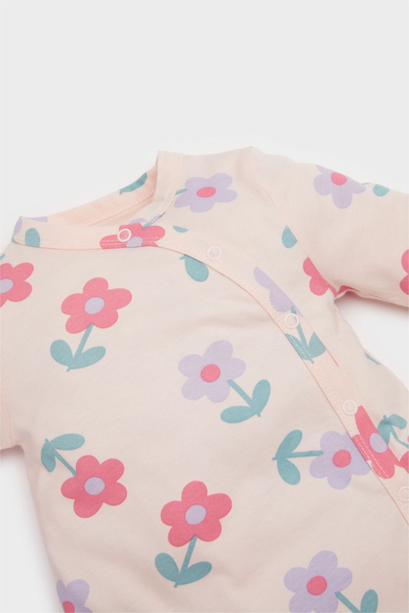 Baby Girl Light Pink Baby Girl Newborn Floral Cotton Jumpsuit