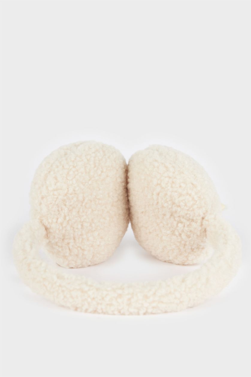 FEMME Beige Cache-oreilles en peluche pour femme