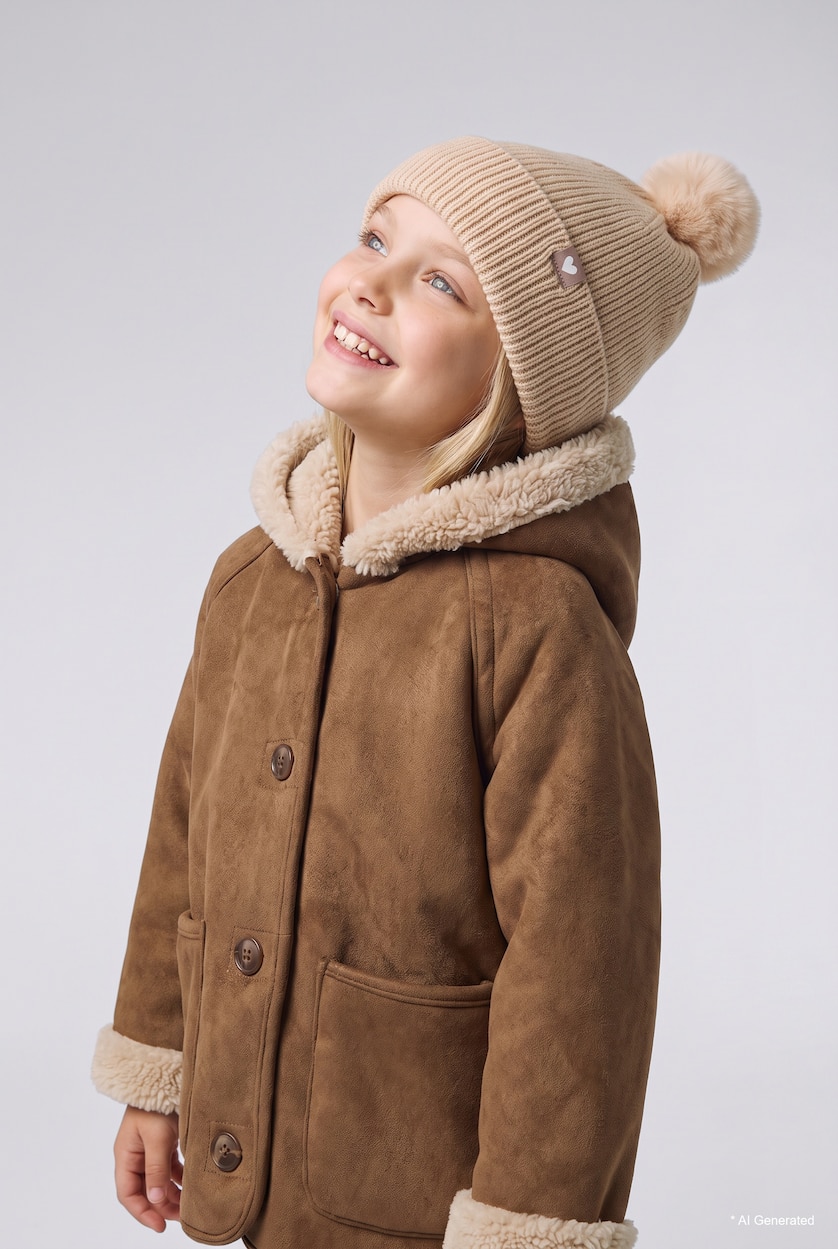 طفلة صغيرة اللون الرملي كلاو صوف بناتي تريكو