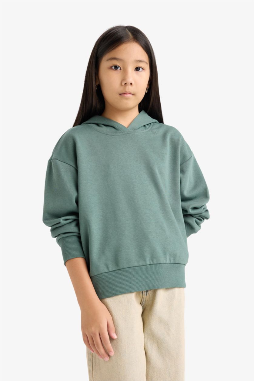 Girls & Teens Green Girl Relax Fit Basic Hoodie
