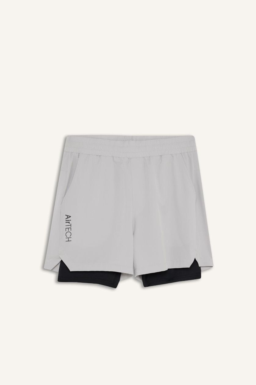 MAN Light Grey DeFactoFit Slim Fit Woven Sports Shorts