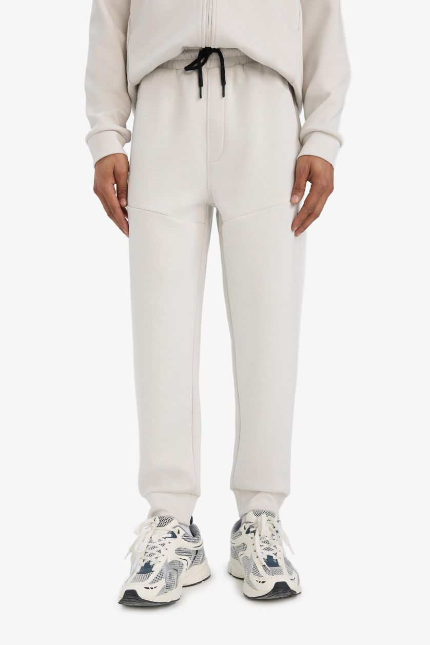 Erkek Taş Standart Fit Fermuar Cepli Düz Paça Yumuşak Tuşe Skuba Dalgıç Kumaş Sporcu Jogger Eşofman Altı