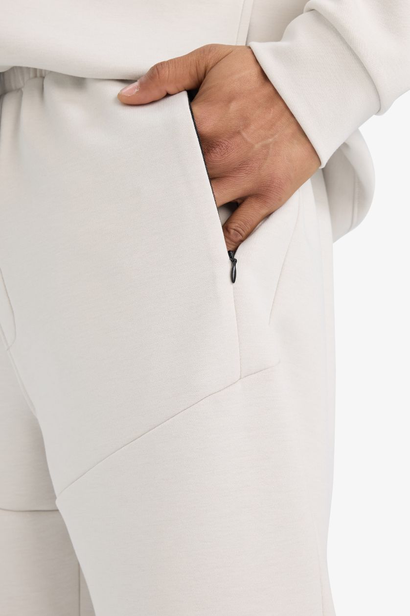 Erkek Taş Standart Fit Fermuar Cepli Düz Paça Yumuşak Tuşe Skuba Dalgıç Kumaş Sporcu Jogger Eşofman Altı