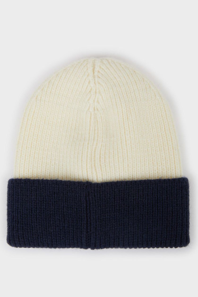 Erkek Bebek Lacivert Renk Bloklu Triko Bere Erkek Bebek