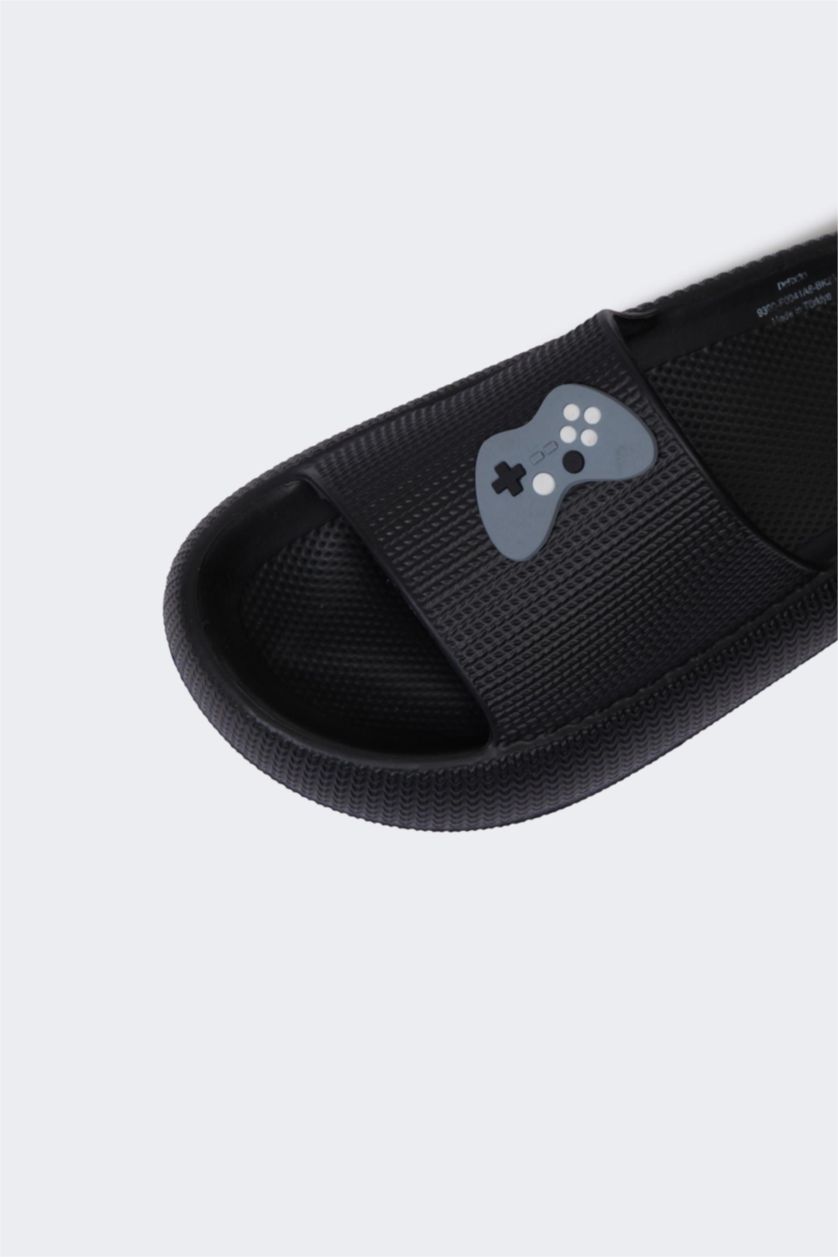 Erkek Çocuk - Genç Erkek Siyah Yüksek Taban Terlik Erkek Çocuk