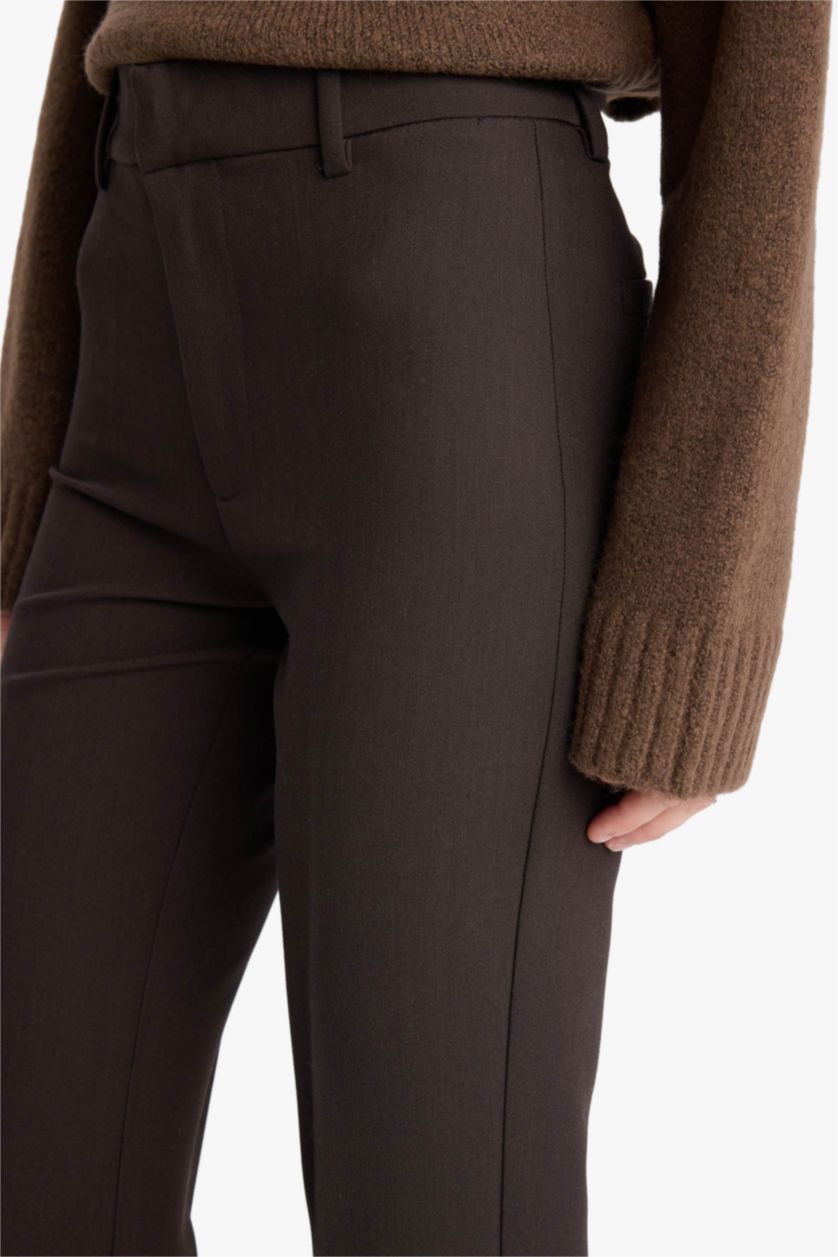 Женщины Коричневый Брюки Coool Flare Fit с нормальной талией