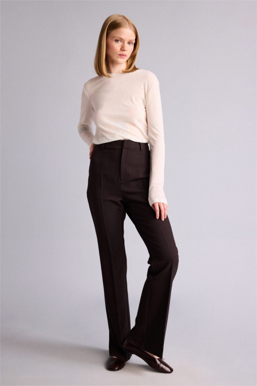 نساء بني Normal Waist Flare Trousers
