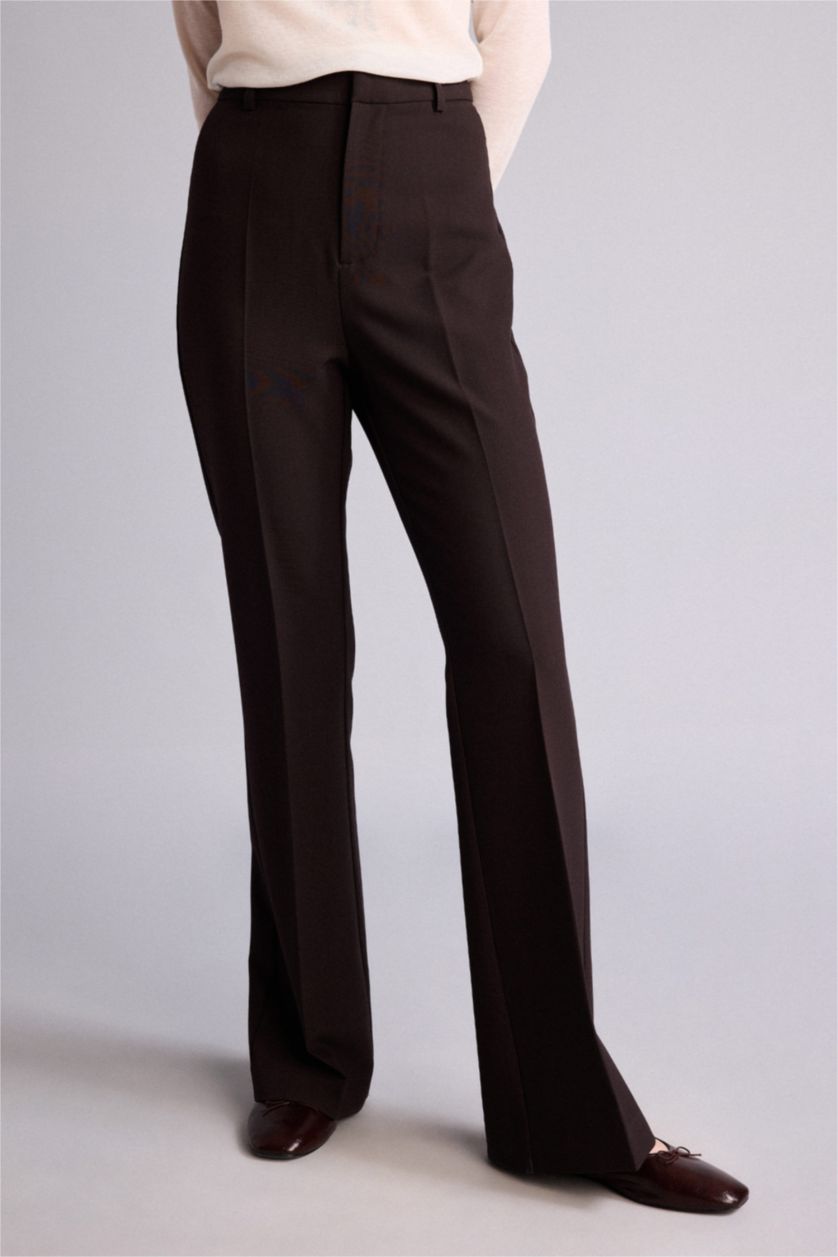نساء بني Normal Waist Flare Trousers