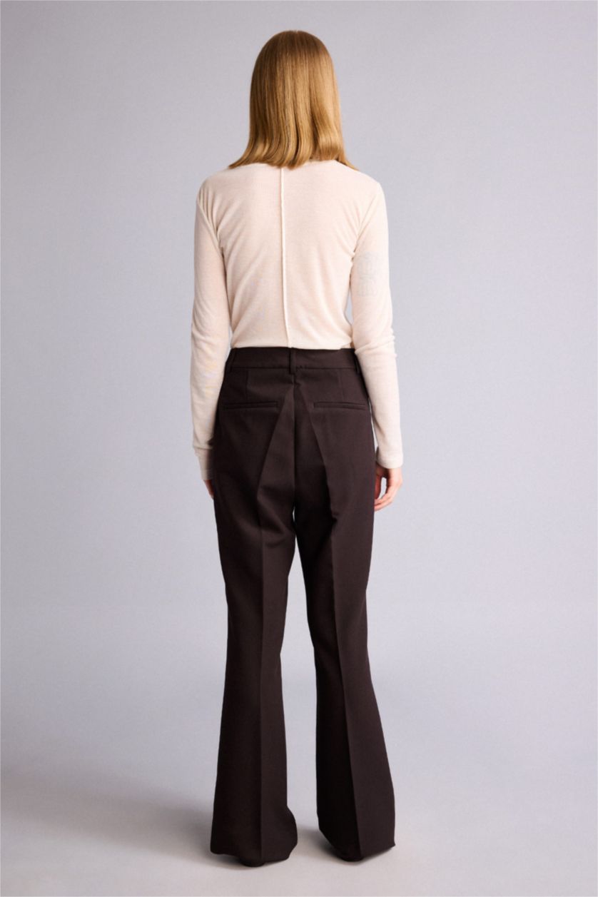 نساء بني Normal Waist Flare Trousers
