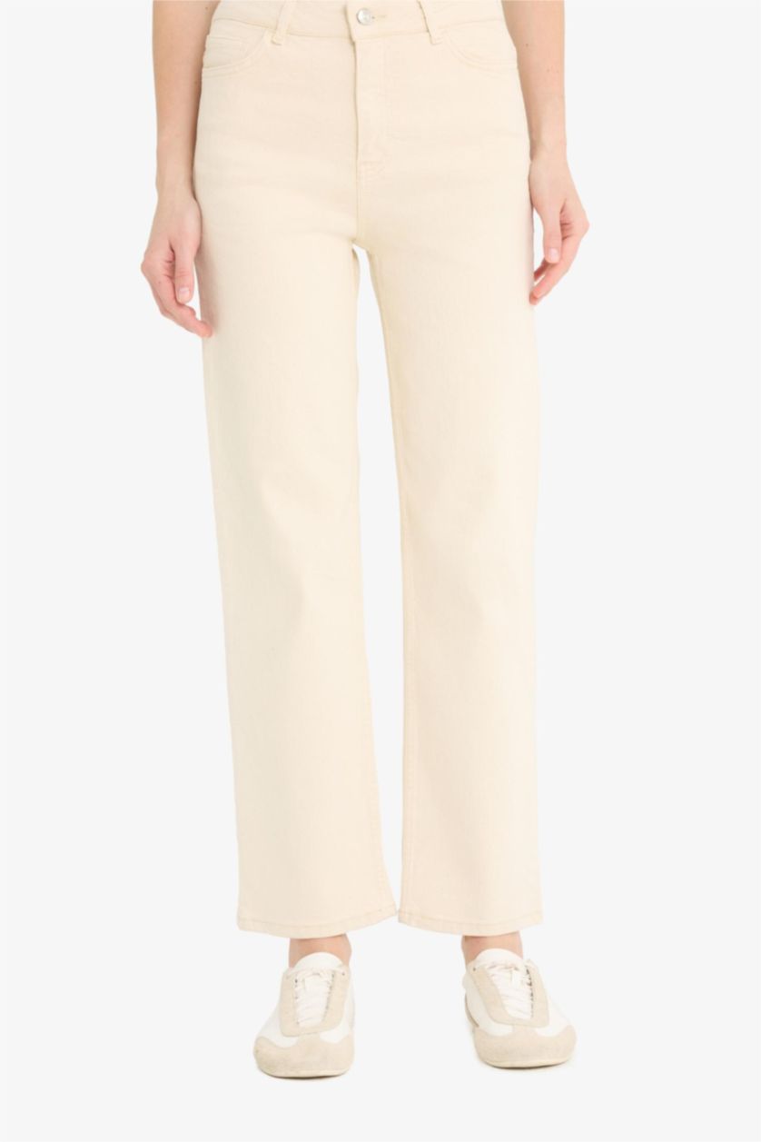 WOMAN Ecru Comfort Straight High Waist Ankle Length Jeans