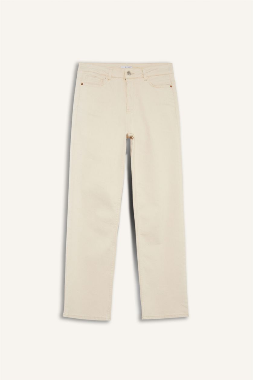 WOMAN Ecru Comfort Straight High Waist Ankle Length Jeans