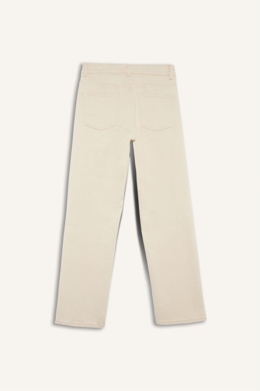 WOMAN Ecru Comfort Straight High Waist Ankle Length Jeans