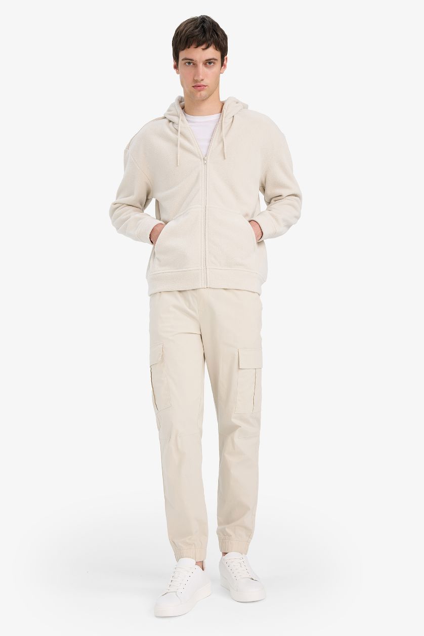 Erkek Taş Boxy Fit Polar Sweatshirt