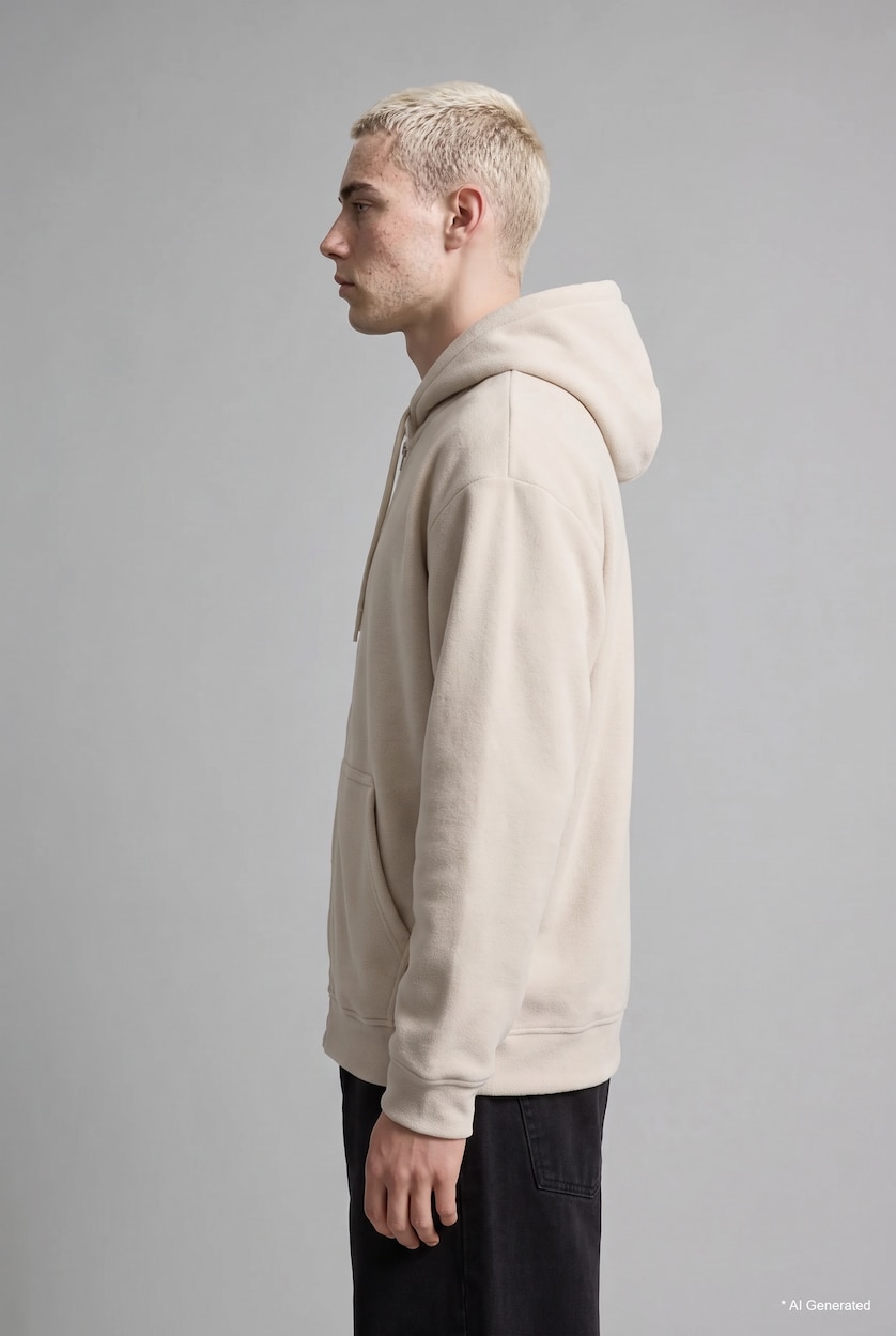 رجال اللون الحجري Boxy Fit fleece Cardigan