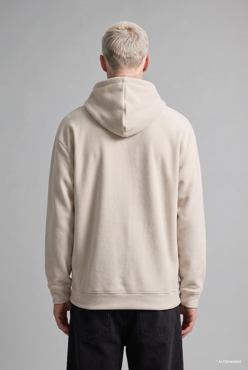 رجال اللون الحجري Boxy Fit fleece Cardigan