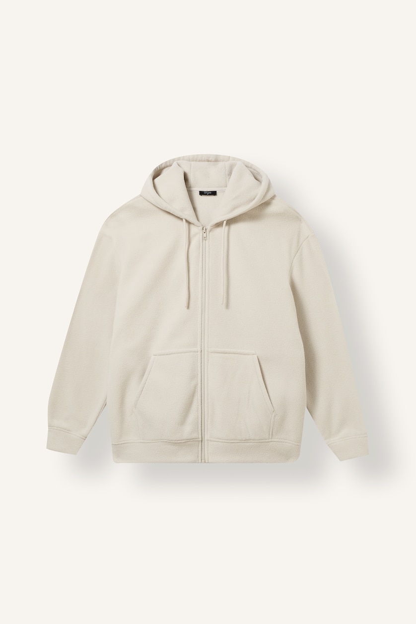 رجال اللون الحجري Boxy Fit fleece Cardigan