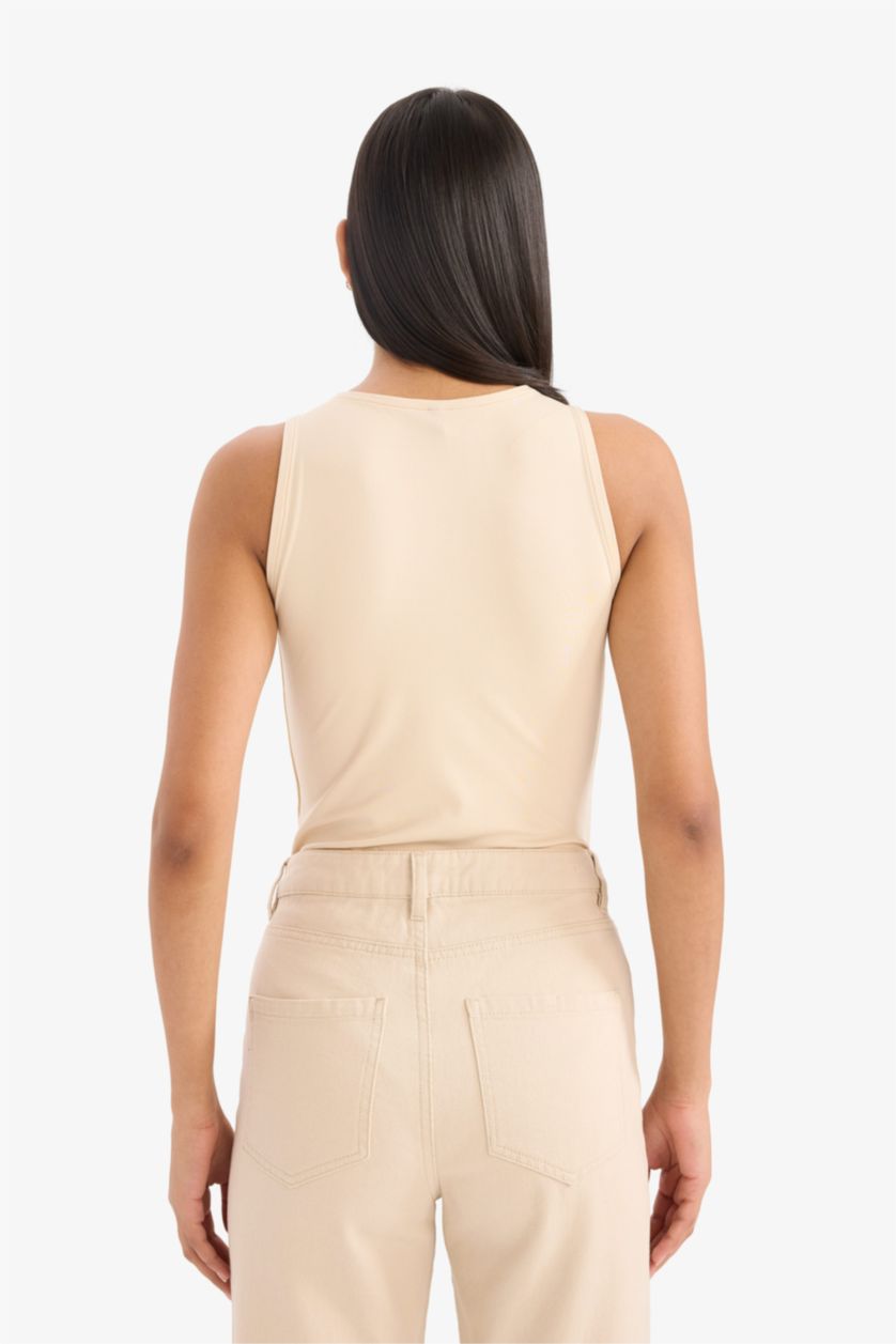 Женщины Светлая слоновая кость Облегающая майка на бретелях