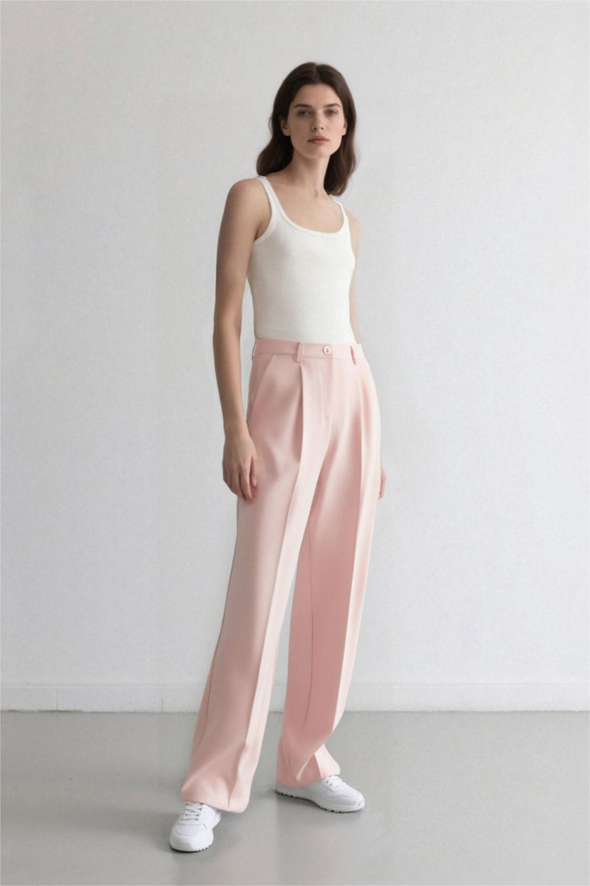 WOMAN Light Pink High Waist Wide Leg Trousers