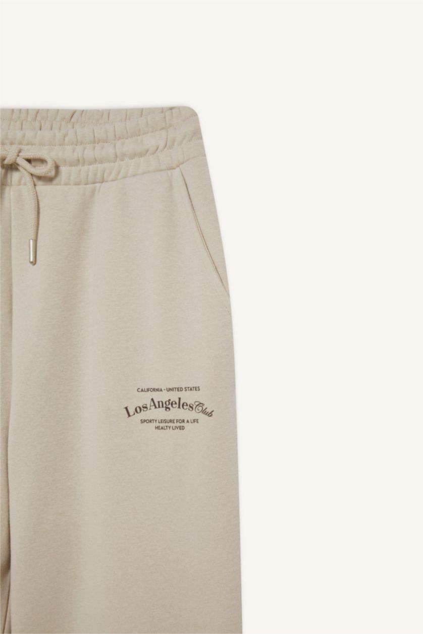 FEMME Beige Pantalon Jogging épais imprimé Coupe standard