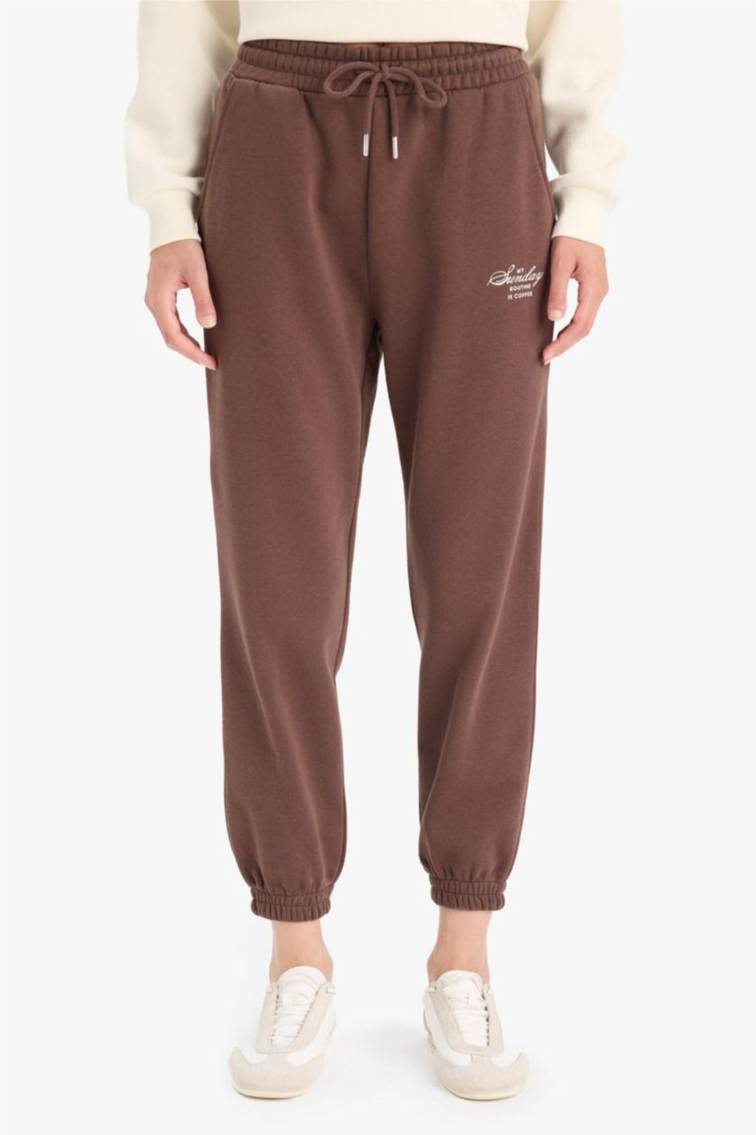 Әйелдерге Қоңыр жоггер-стандарт пішім слоган 3 көтерілген жіп Шалбар