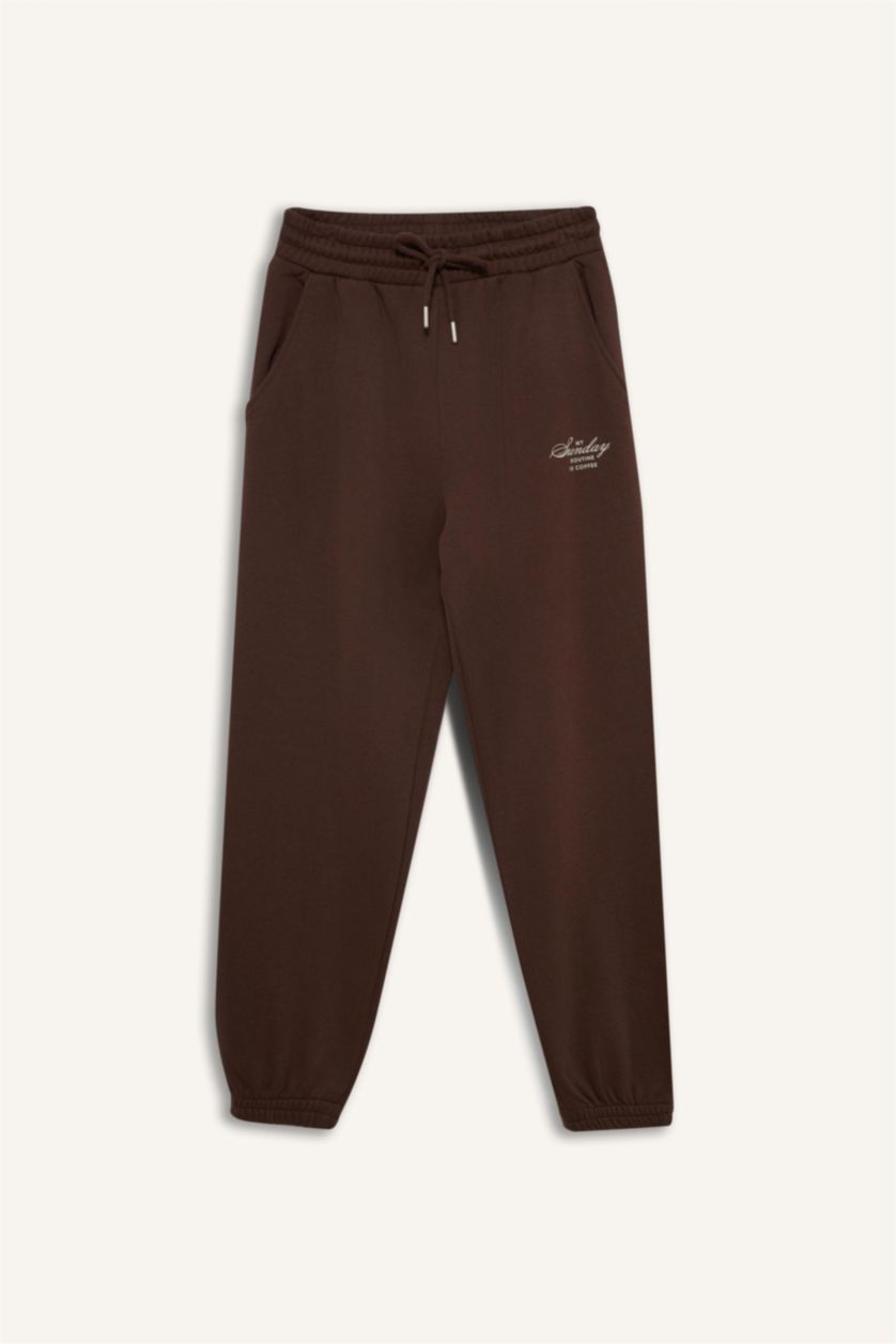 Әйелдерге Қоңыр жоггер-стандарт пішім слоган 3 көтерілген жіп Шалбар