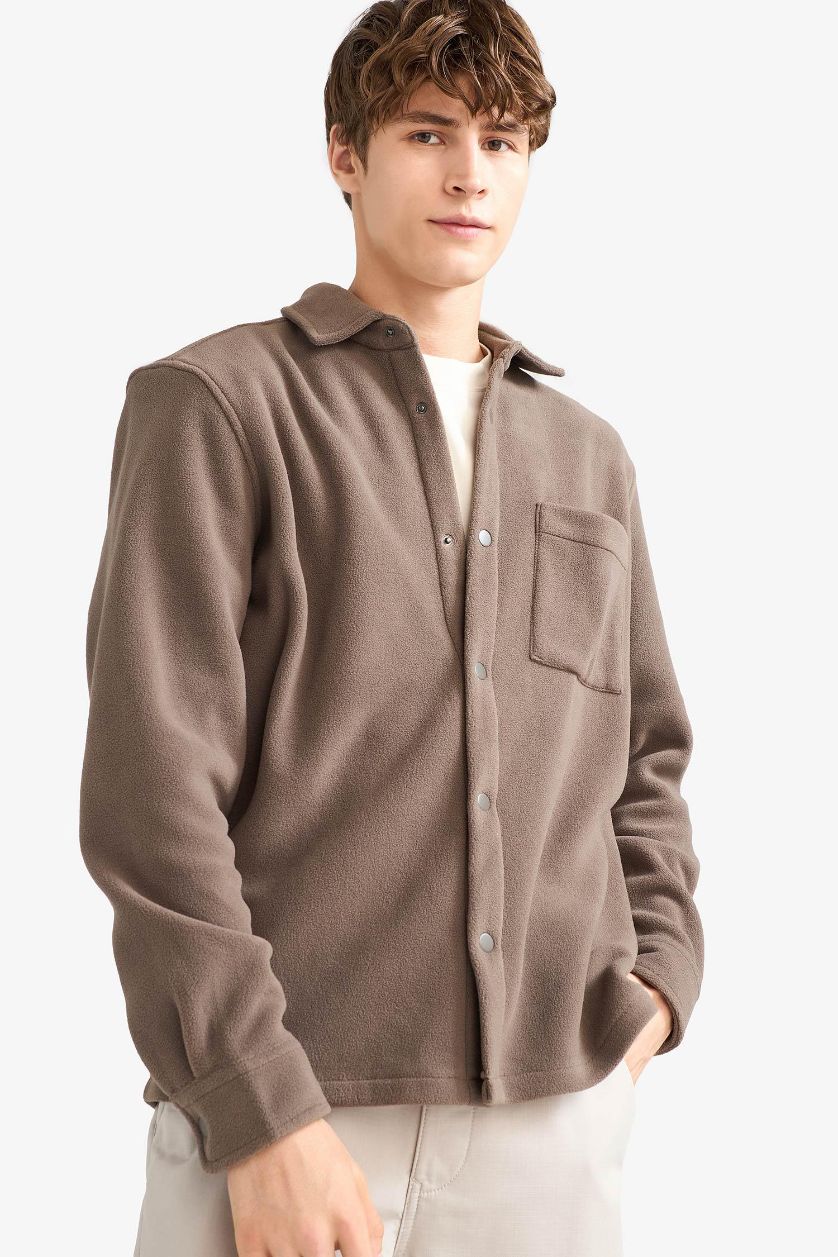 Erkek Açık Kahve Polar Gömlek