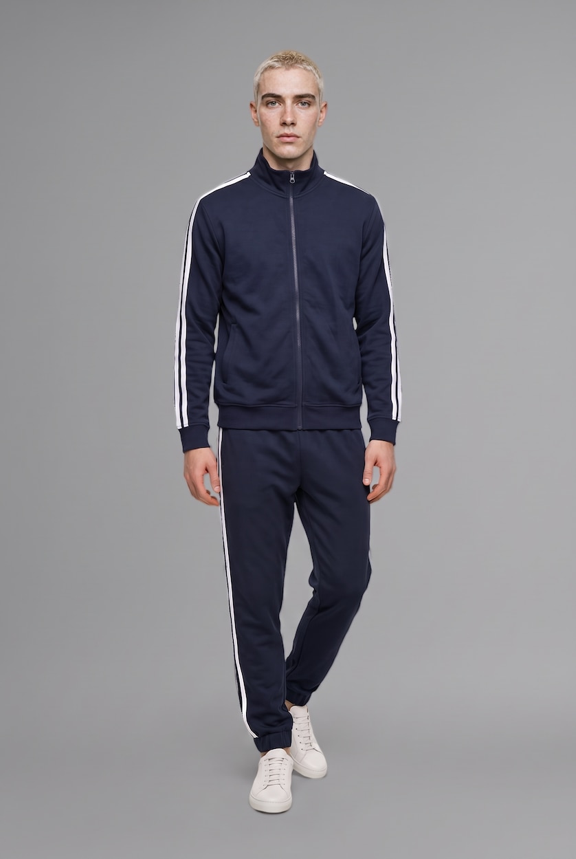 Erkek Lacivert Boxy Fit Dik Yaka Sweatshirt