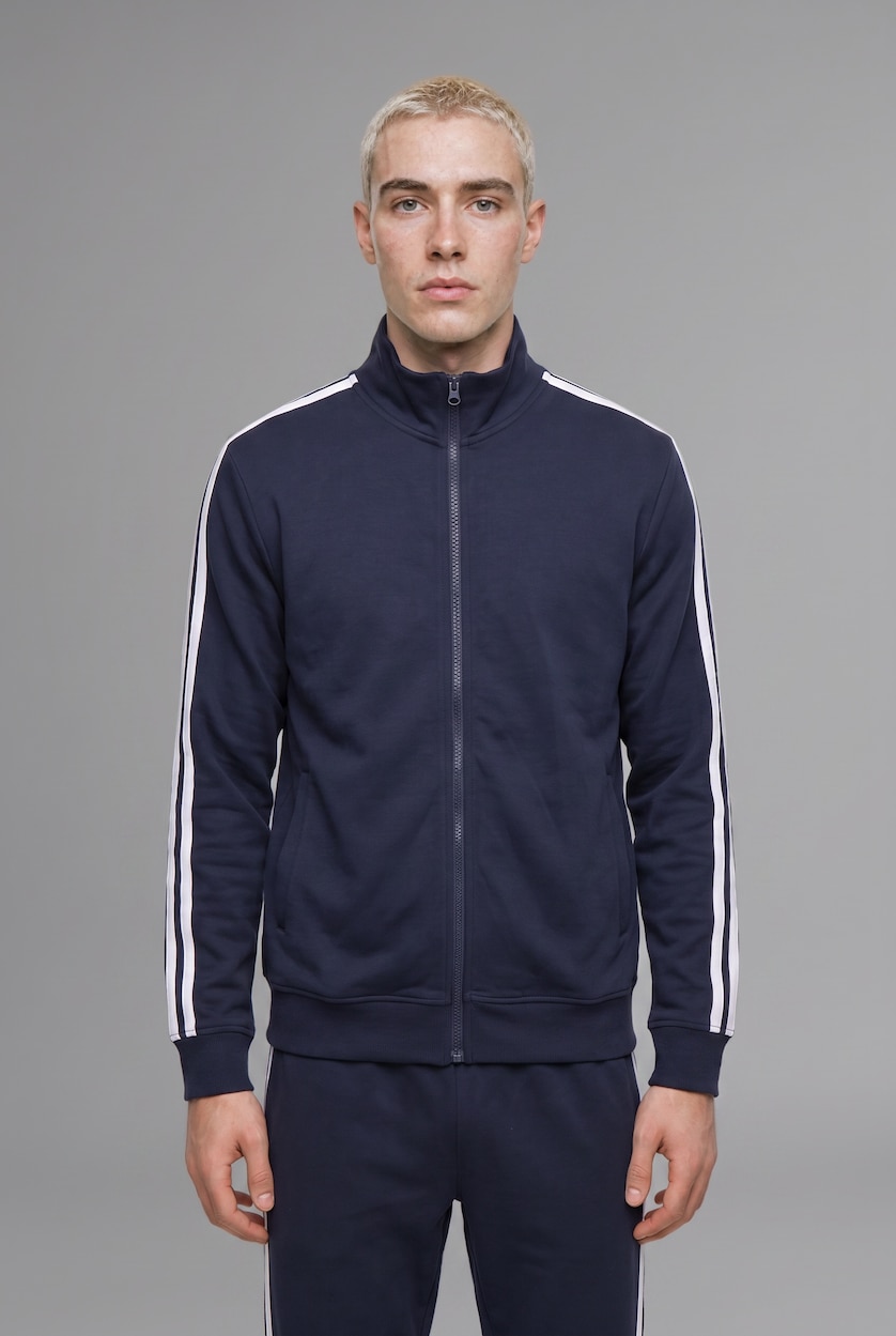 Erkek Lacivert Boxy Fit Dik Yaka Sweatshirt
