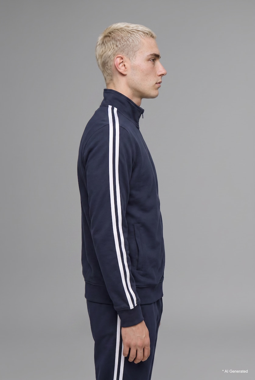 Erkek Lacivert Boxy Fit Dik Yaka Sweatshirt